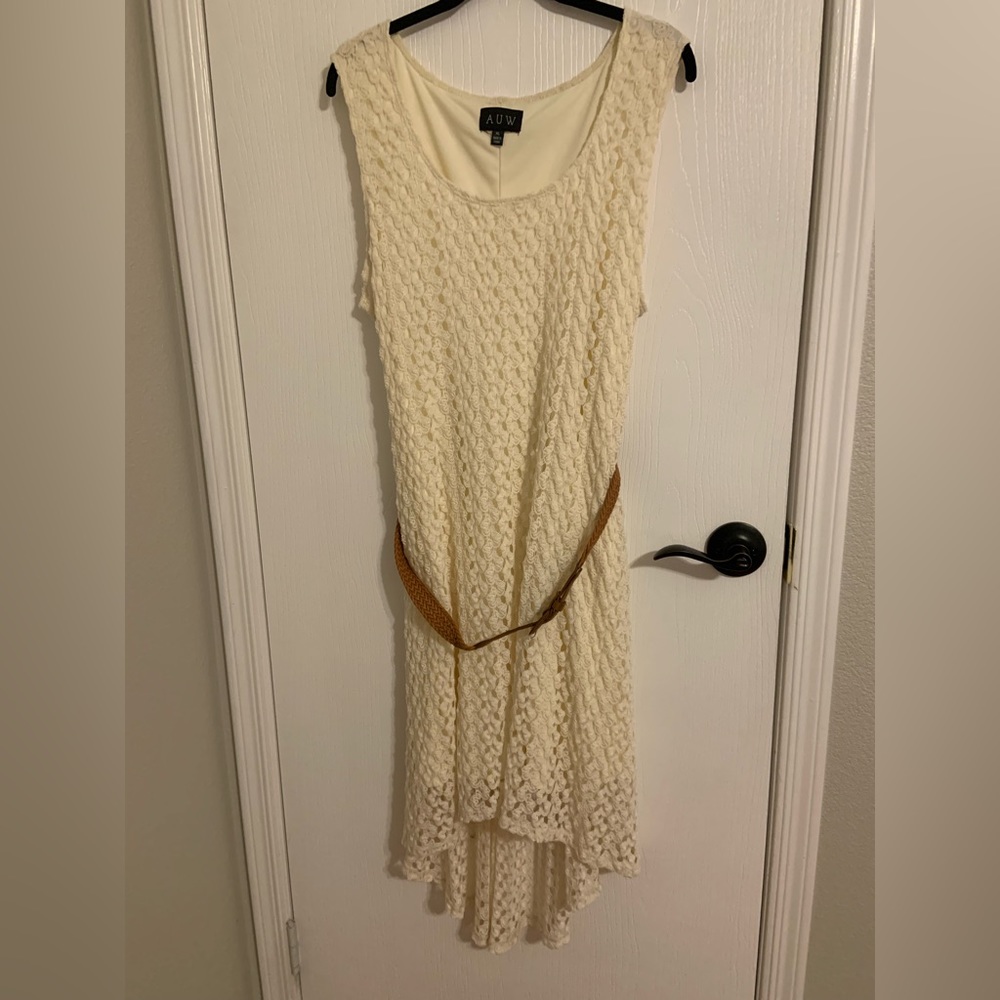 Sleeveless XL  Cream Crochet Dress